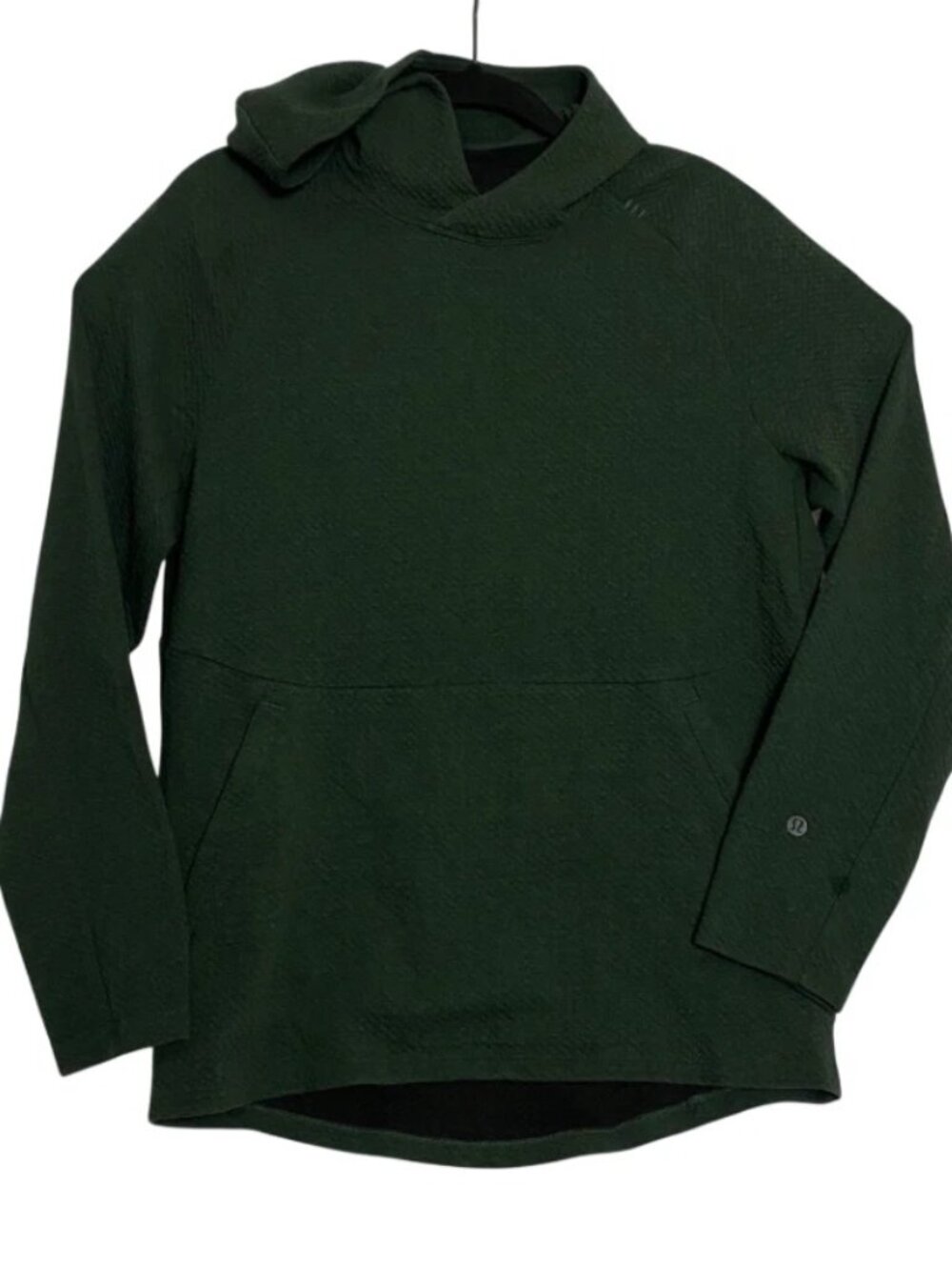 Lululemon At Ease Hoodie Textured Double Knit Cotton Forest Green Size Small